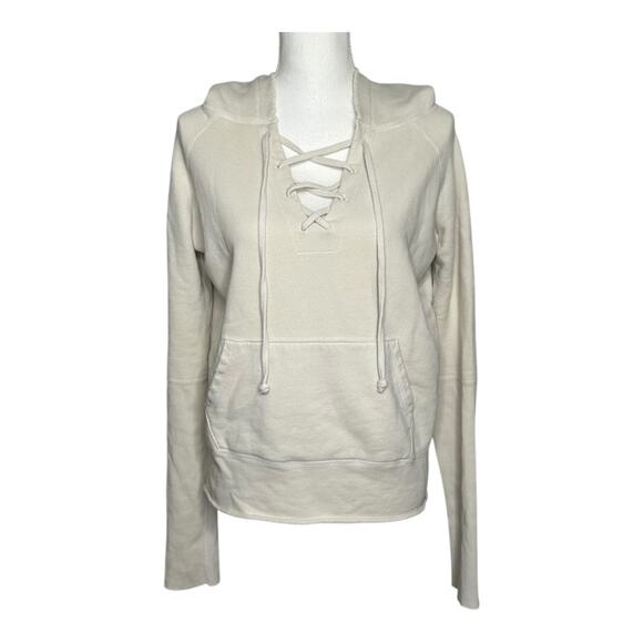 Nili Lotan Fletcher Lace Up Hoodie in Eggshell Size XS - Picture 1 of 14
